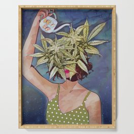 Pot Head Poster, Trippy Poster, Cannabis Poster, Vintage Cannabis Art, Marijuana Poster, Pot Head, Vintage Digital Print Serving Tray