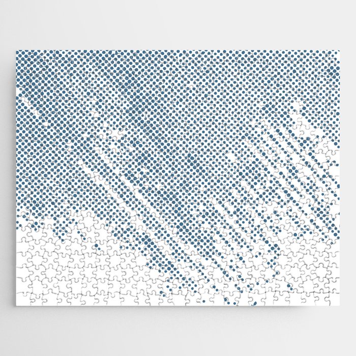 Blue and White Polka Dot Abstract Pattern Pairs DE 2022 Trending Color Big Sur Blue Jade DET577 Jigsaw Puzzle