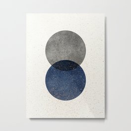 Circle Abstract - Grey Navy Texture Metal Print | Gray, Abstract, Calming, Geometrical, Circle, Modern, Clean, Minimalist, Navy, Deepblue 