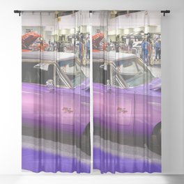 1970 MOPAR plum crazy Charger RT classic American muscle car automobile transporation color portrait photograph / photography Sheer Curtain