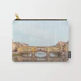 Ponte Vecchio - Florence Italy Travel Photography Carry-All Pouch | Pontevecchio, Florence, Sky, Blue, Europe, Yellow, Italy, Bridge, Orange, Travel 