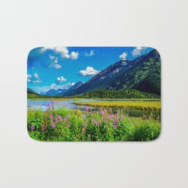God's Country - Summer in Alaska Bath Mat | Landscape, Wildflowers, Sterling Highway, Fireweed, Travel Photography, Cooper Landing, Nature, Lake, Ternlake, Alaskan 