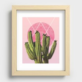 Cactus - Minimal Cactus Poster - Desert Wall Art - Tropical, Botanical - Pink, Green - Modern Recessed Framed Print