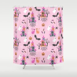 Pink Halloween pastel spooky party Shower Curtain