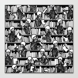 Bookish Public Library Skeleton Goth Librarian Books Pattern Canvas Print