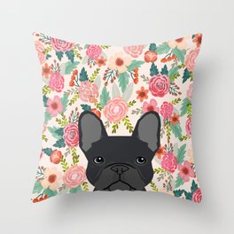 French Bulldog floral dog head cute pet gifts dog breed frenchies Throw Pillow
