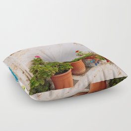 Greek Still Live with Plants | Colorful Travel Scene | Minimalistic Photography Floor Pillow