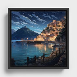 Amalfi Coast At Night Framed Canvas