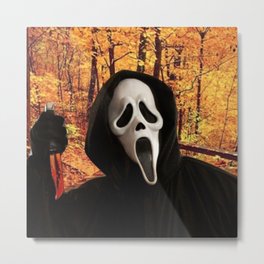 CHILLIN, KILLIN by Subconscious Stellium Metal Print | Halloweendigital, Apartmentdecor, Halloweenwallart, Aesthetic, Graphicdesign, Digital, Dorm, Ghostface, Screammovie, Collage 