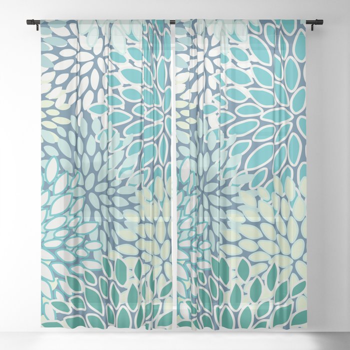 blue and green floral curtains