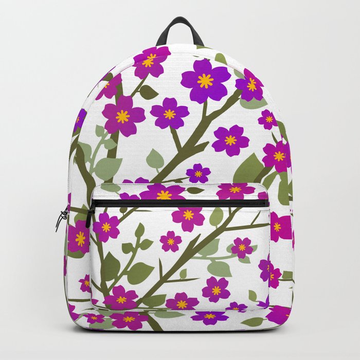 Lovely Blossoms - magenta on white Backpack