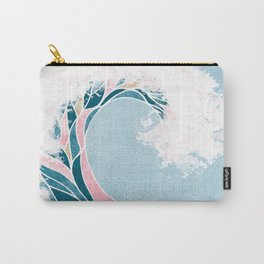 Surf X // Cali Beach Summer Surfing Rip Curl Gold Pink Aqua Abstract Ocean Wave Carry-All Pouch
