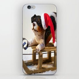 Cute Christmas Dog On a Sleigh iPhone Skin
