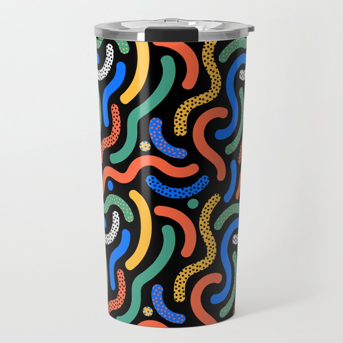 Colorful line doodle seamless pattern Travel Mug