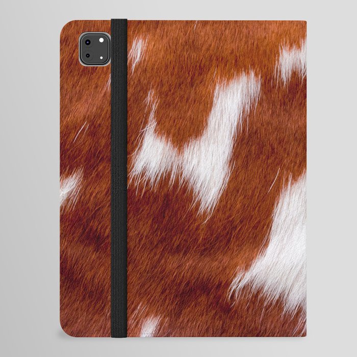 Brown Cowhide, Cow Skin Print Pattern, Modern Cowhide Faux Leather iPad Folio Case