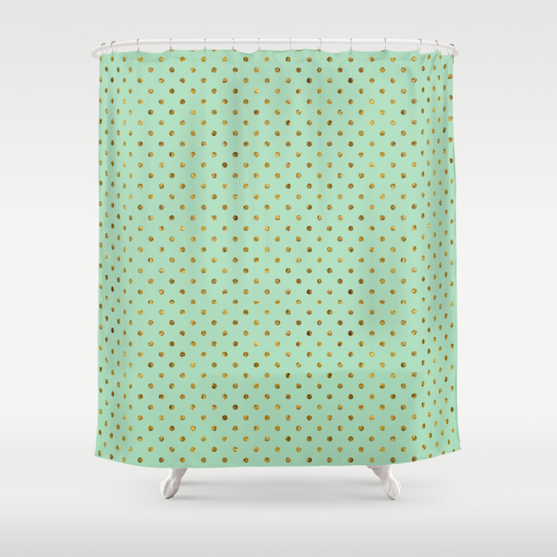 Chic Gold And Mint Dots Shower Curtain By Joacreations Society6