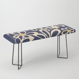 FlowerPower - Dark Blue Colourful Retro Minimalistic Art Design Pattern Bench