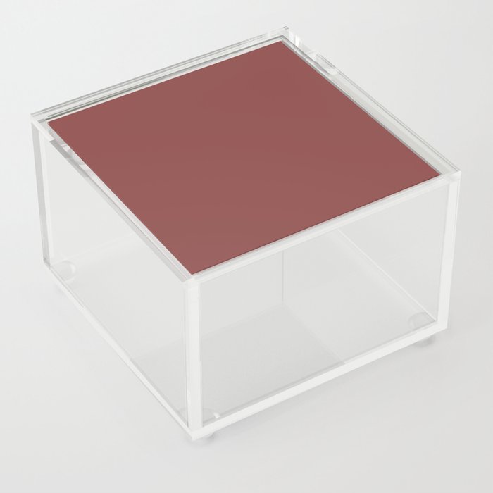 Dark Merlot Red Solid Color Pairs PPG Brick Dust PPG1056-7 - All One Single Shade Hue Colour Acrylic Box