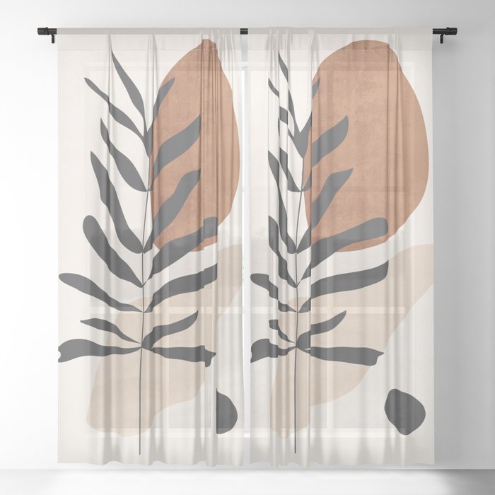 Abstract Art /Minimal Plant 12 Sheer Curtain
