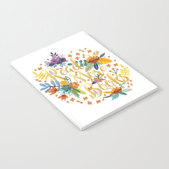 Read More Books - Floral Gold Notebook