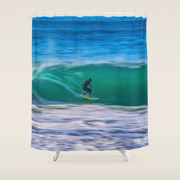 Long Shutter Speed Surfer Shower Curtain By