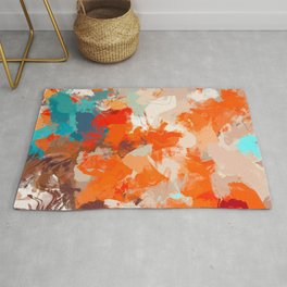 Pleasure, Abstract Brush Strokes Summer Painting, Pop of Color Bright Rug