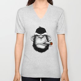 Cigar Monkey V Neck T Shirt