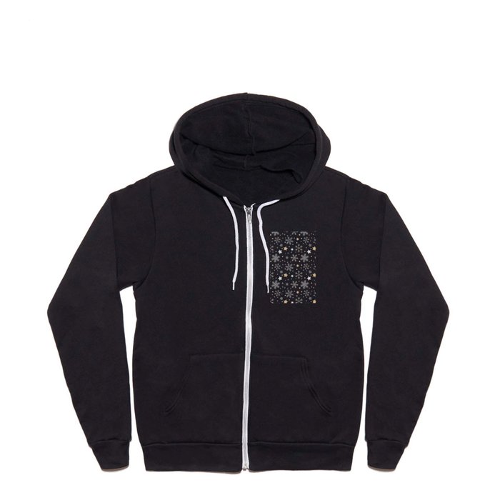 Gold Stars And Snowflakes Collection Full Zip Hoodie