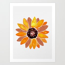 Sunflower Yellow Copper Glitter Art Print
