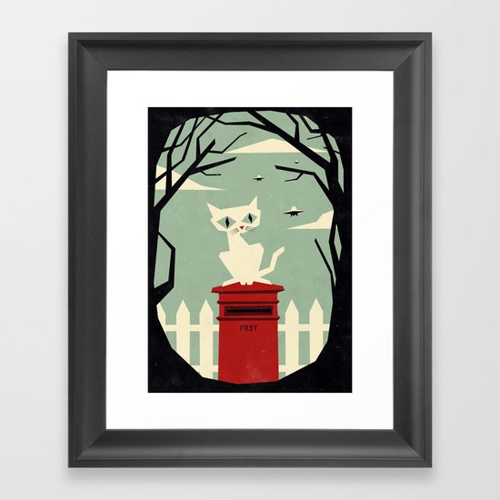 Let's meet at the red post box Framed Art Print