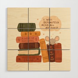 Mouse's Book Pile Wood Wall Art