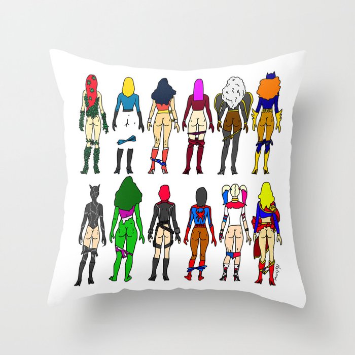 Superhero Butts - Girls Superheroine Butts LV Throw Pillow by