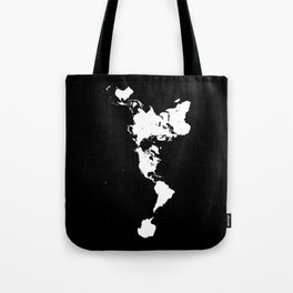 Dymaxion World Map (Fuller Projection Map) - Minimalist White on Black Tote Bag