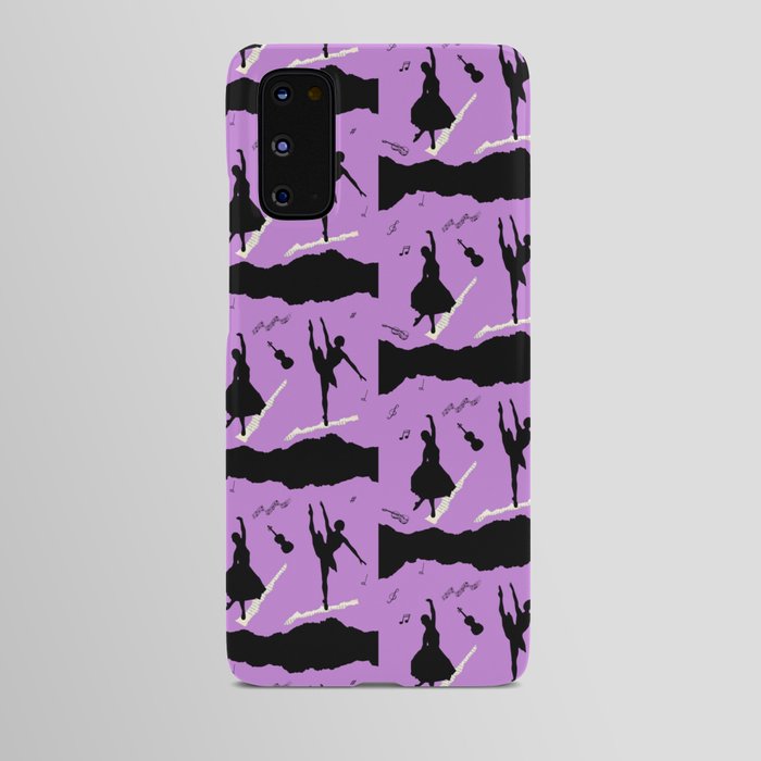 Two ballerina figures in black on violet paper Android Case