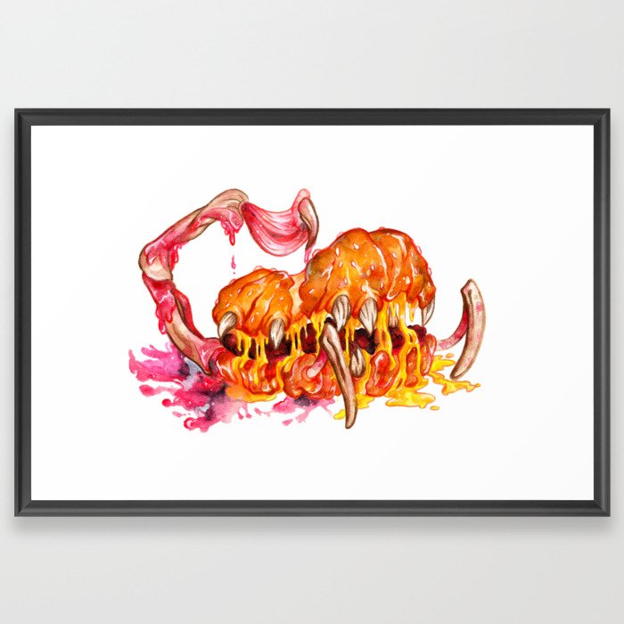 Greasy Burger Monster Framed Art Print