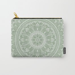 Bloom- Sage Green Carry-All Pouch | Ink Pen, Pattern, Plants, Yoga, Relaxing, Bohemian, Drawing, Meditation, Hand Drawn, Sage 