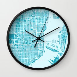 Miami Map | Blue & Cyan | More Colors, Review My Collections Wall Clock