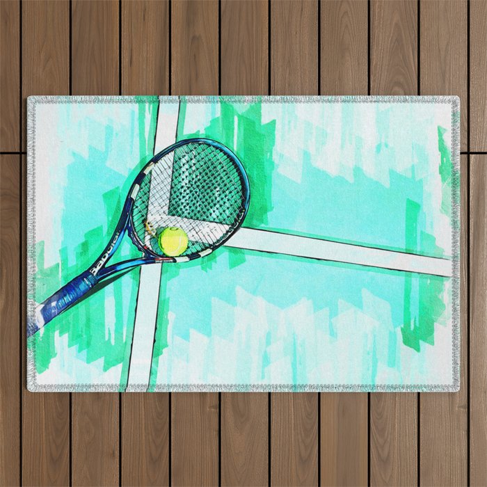 Tennis Ball And Racket. For Tennis Lovers  Outdoor Rug