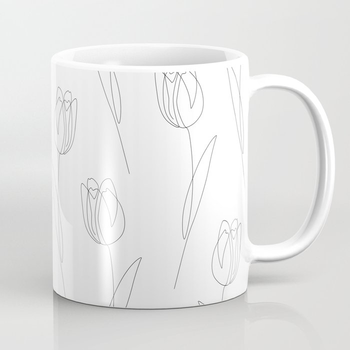 White Tulip / single flower line drawing Coffee Mug