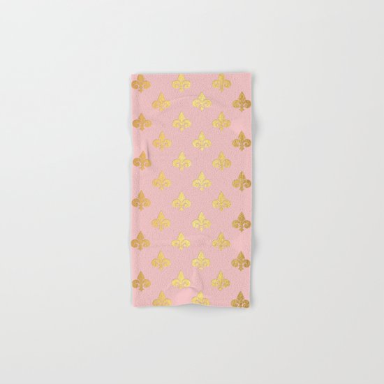Royal gold ornaments on pink backround Hand & Bath Towel