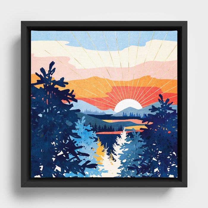 Sunset Lake Framed Canvas