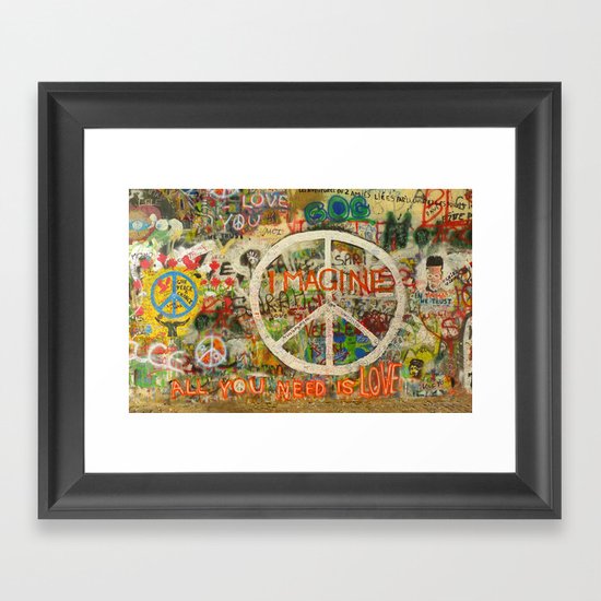 Peace Sign - Love - Graffiti Framed Art Print