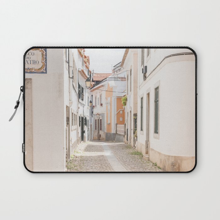 The White Houses in Cascais | Village Streets of Portugal Art Print | Digital Travel Photography Laptop Sleeve