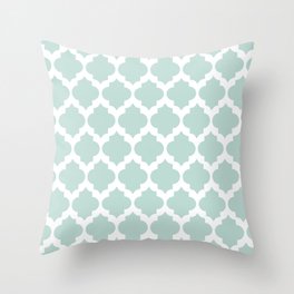 Moroccan Quatrefoil Pattern Mint Throw Pillow