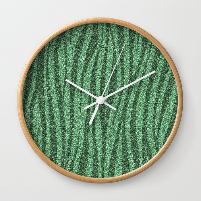 Stripes green Glitter Wall Clock