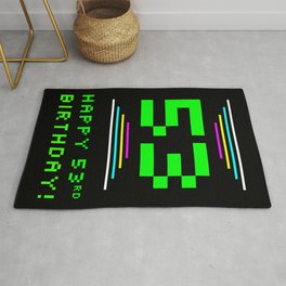 [ Thumbnail: 53rd Birthday - Nerdy Geeky Pixelated 8-Bit Computing Graphics Inspired Look Rug ]