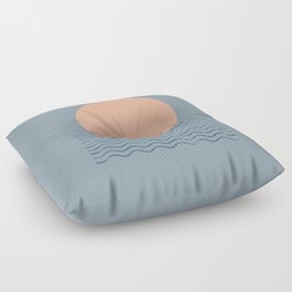 Ocean Wave Sun Blue - Mid Century Modern Floor Pillow