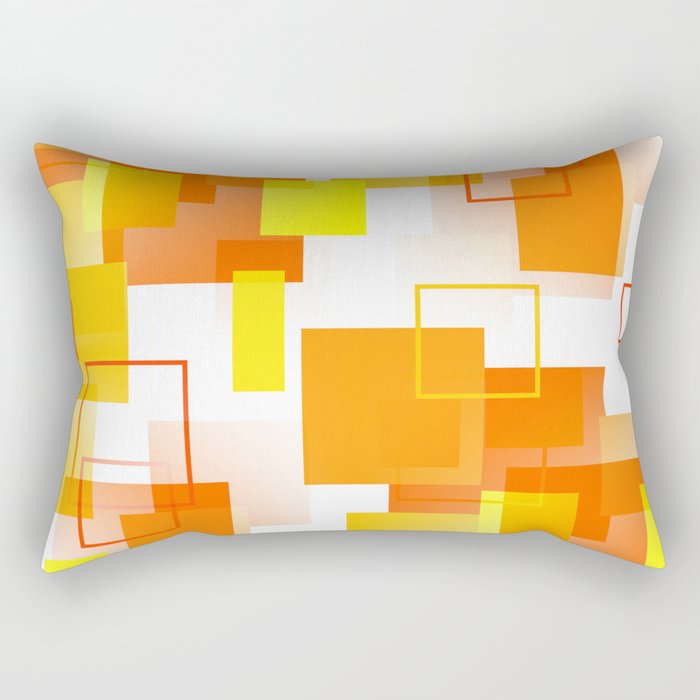 Midcentury Modern Orange - Abstract - Orange, Yellow Rectangular Pillow