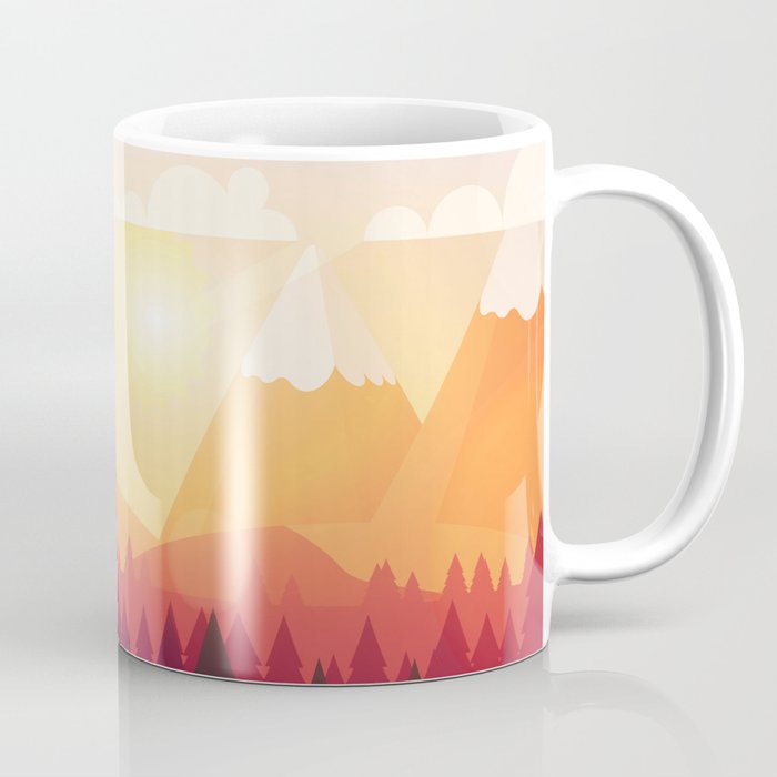 Vector Art Landscape with Fire Lookout Tower Coffee Mug