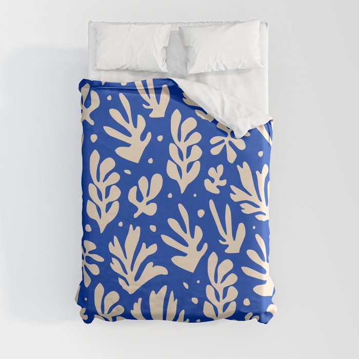 matisse pattern with leaves in blu Duvet Cover